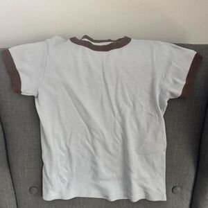Brandy Melville White Tee with Brown Trim